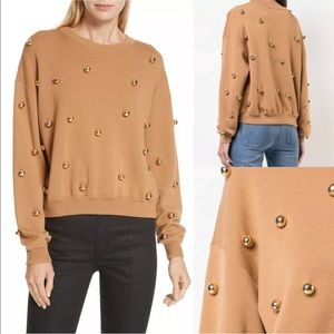 Alice + Olivia Gleeson Metal Ball Detail Wool Blend Sweater Size S $495